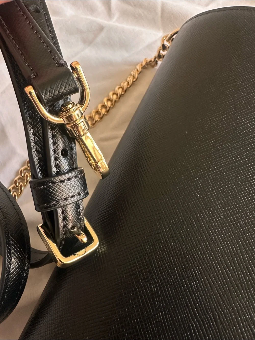 kate spade Black Leather Crossbody with Gold Chain